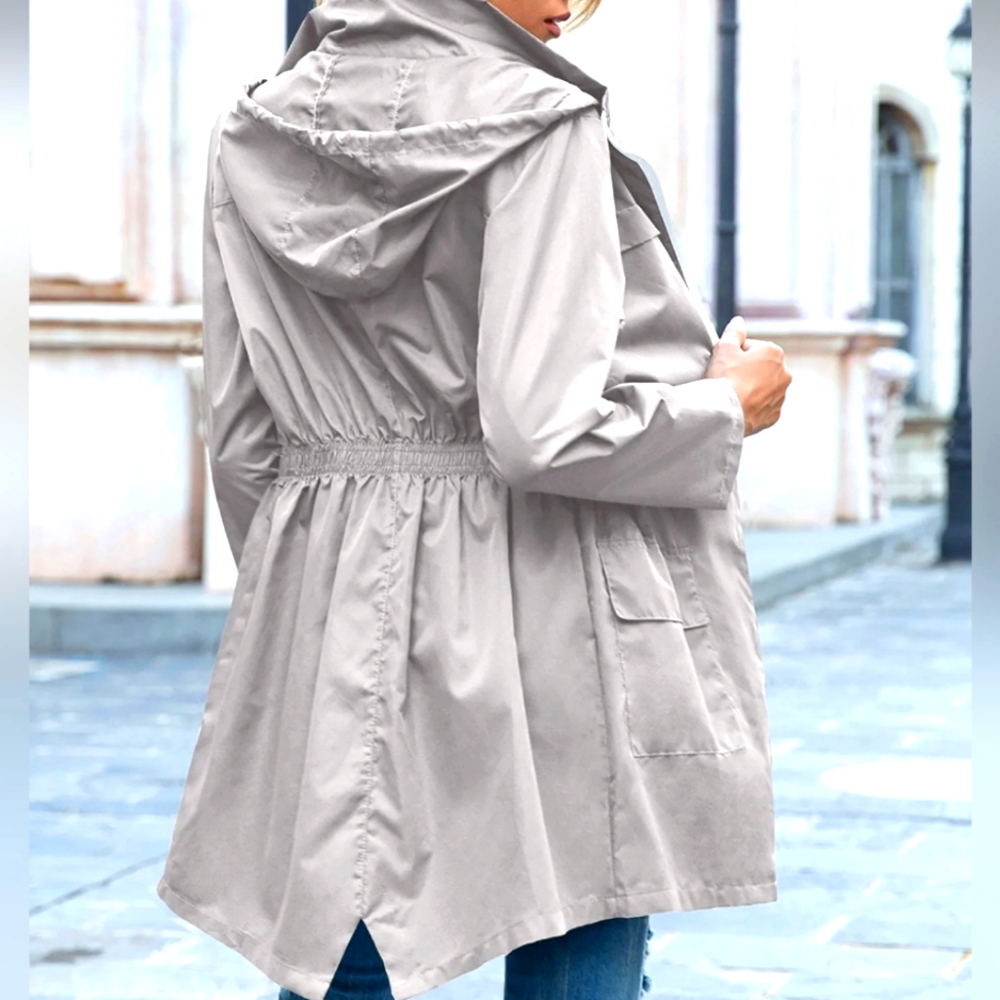 Big Chill Women's Light Gray Utility Jacket/Coat Drawstring Waist Size Medium